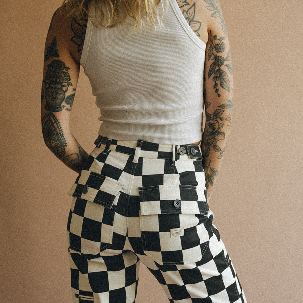 Black Checkerboard 304 Service Fatigue Pants | Women's Pants, High