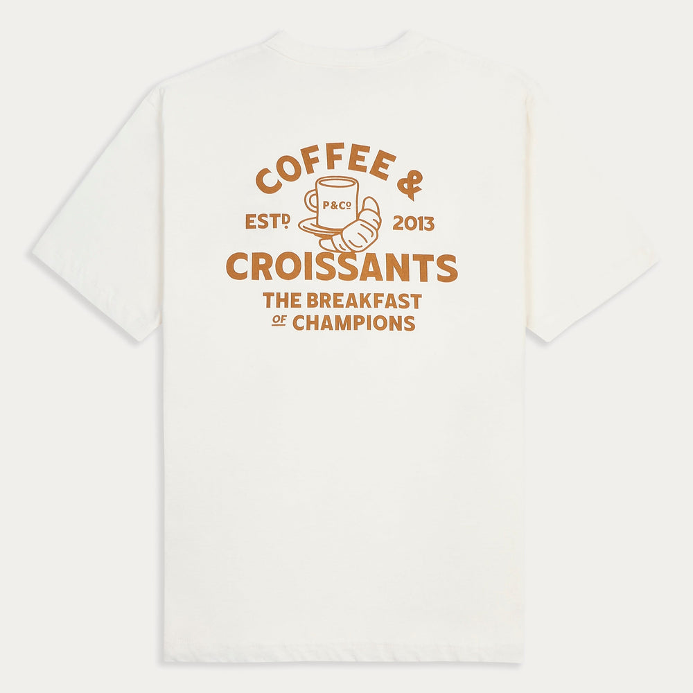 Coffee & Croissants - White | Men's Graphic T-shirt ‐ P&Co - A
