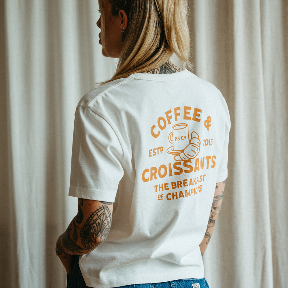 Coffee & Croissants White | Women's Graphic T-Shirts ‐ P&Co - A