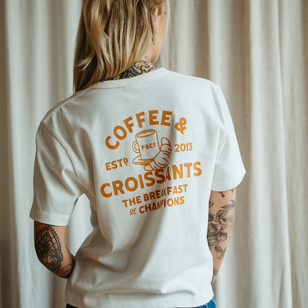 Coffee & Croissants White | Women's Graphic T-Shirts ‐ P&Co - A