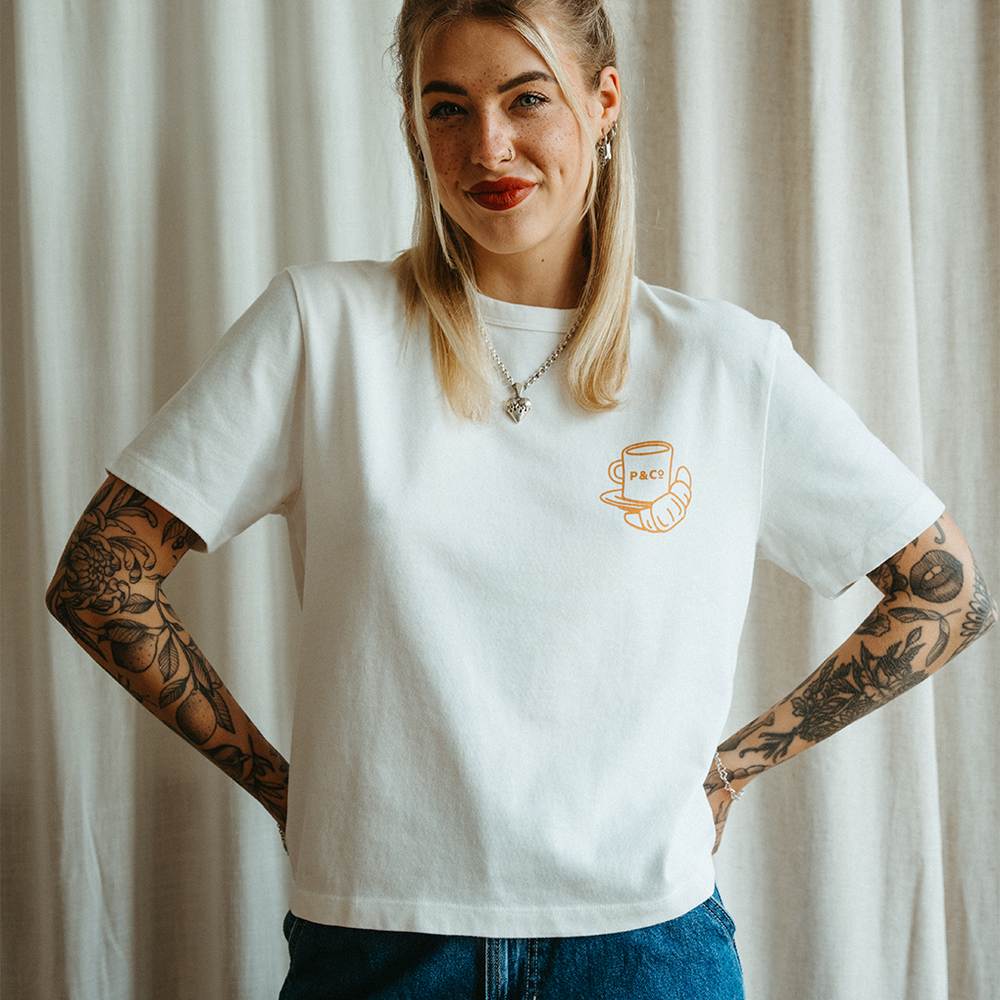Coffee & Croissants White | Women's Graphic T-Shirts ‐ P&Co - A