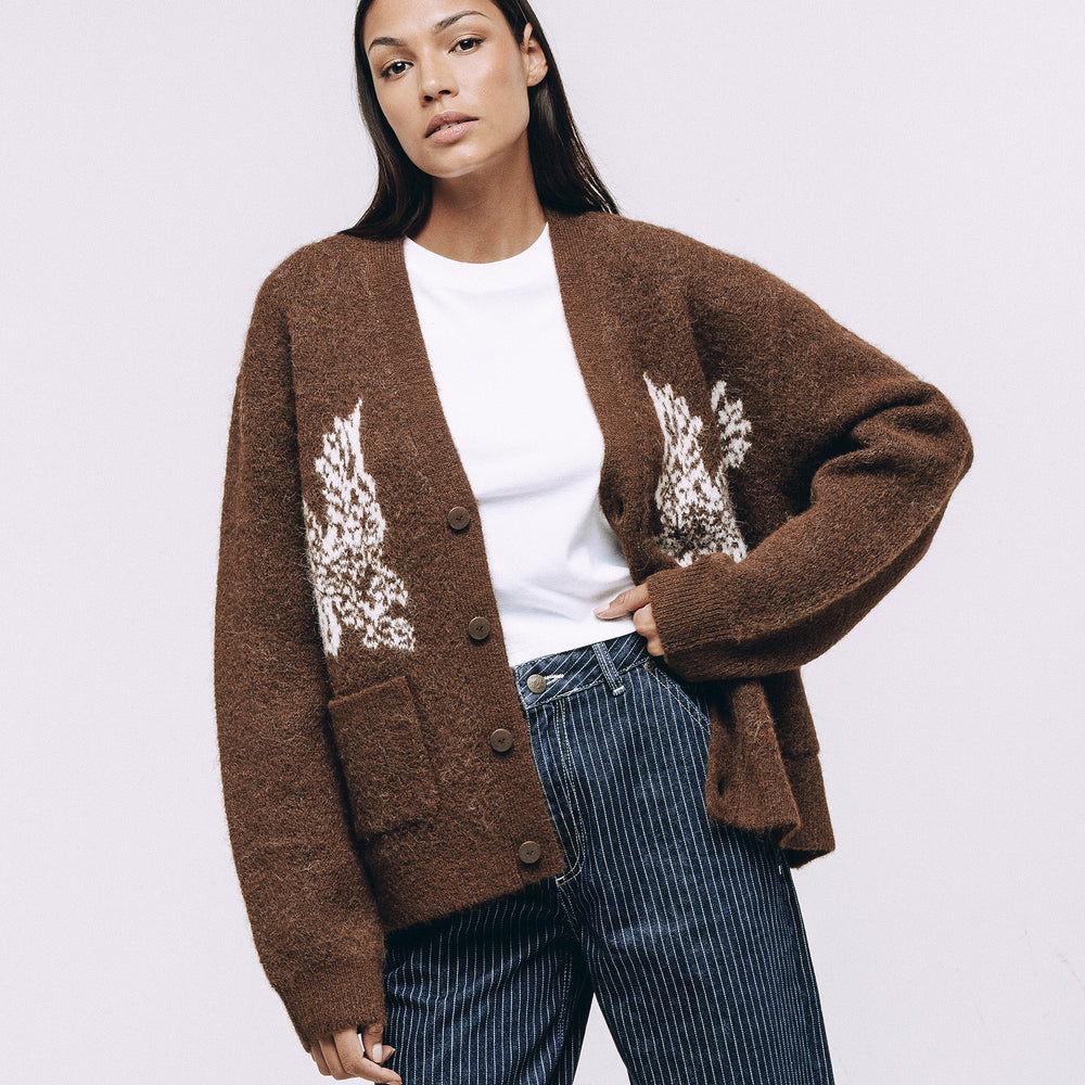 Brown Nelson Brushed Cardigan | Men's, Women's & Unisex Knitwear