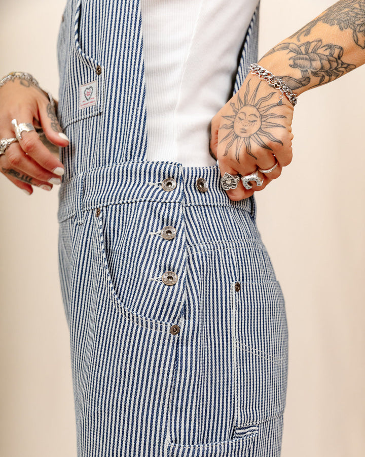 Railroad Dungarees - Indigo Hickory Stripe