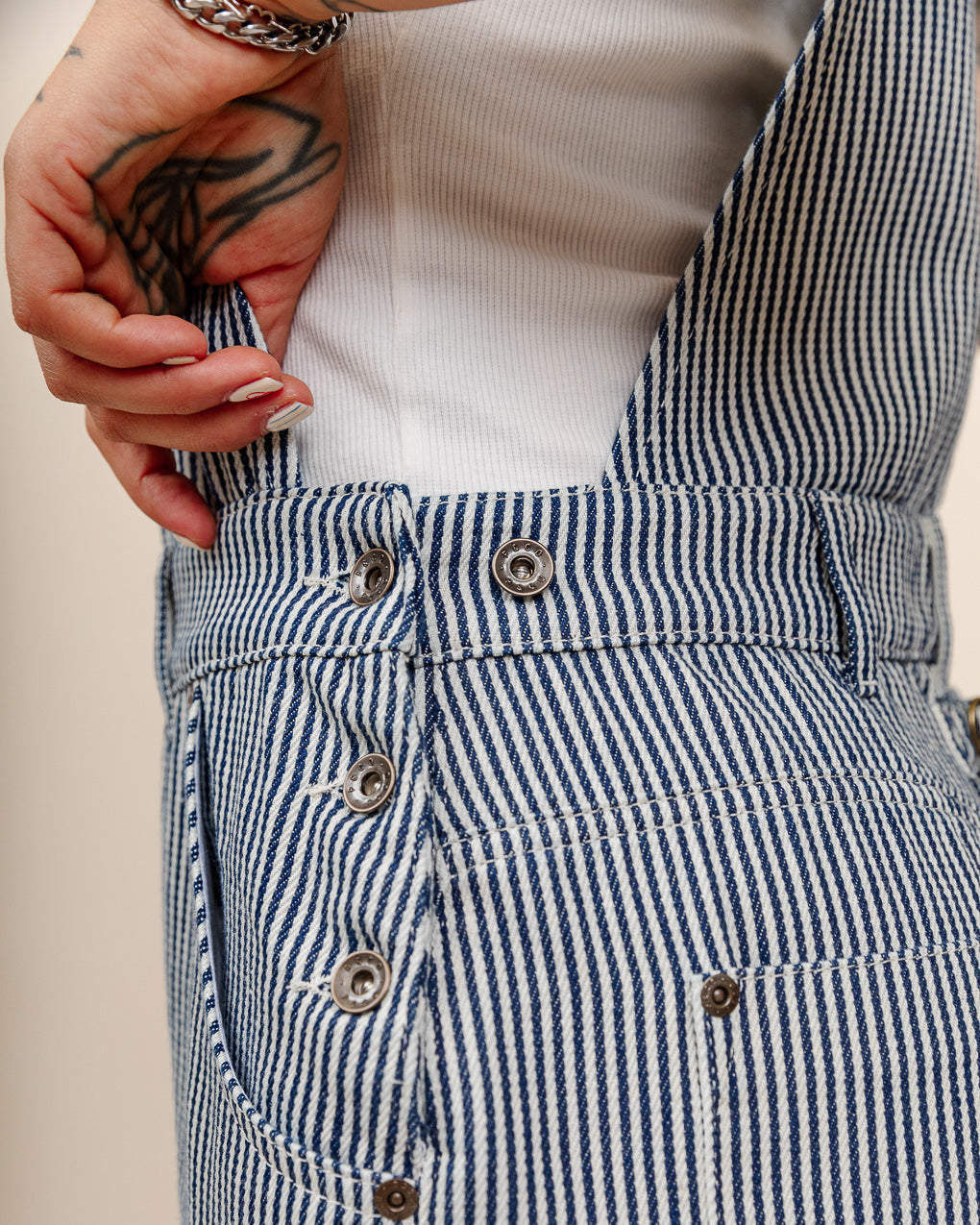 Railroad Dungarees - Indigo Hickory Stripe