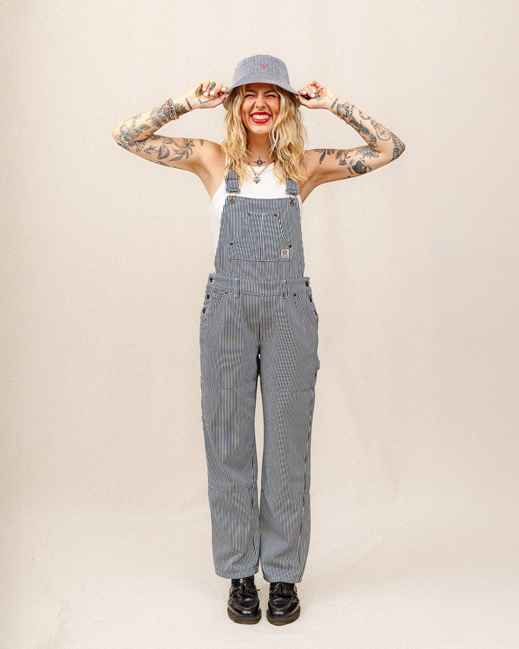 Railroad Dungarees - Indigo Hickory Stripe