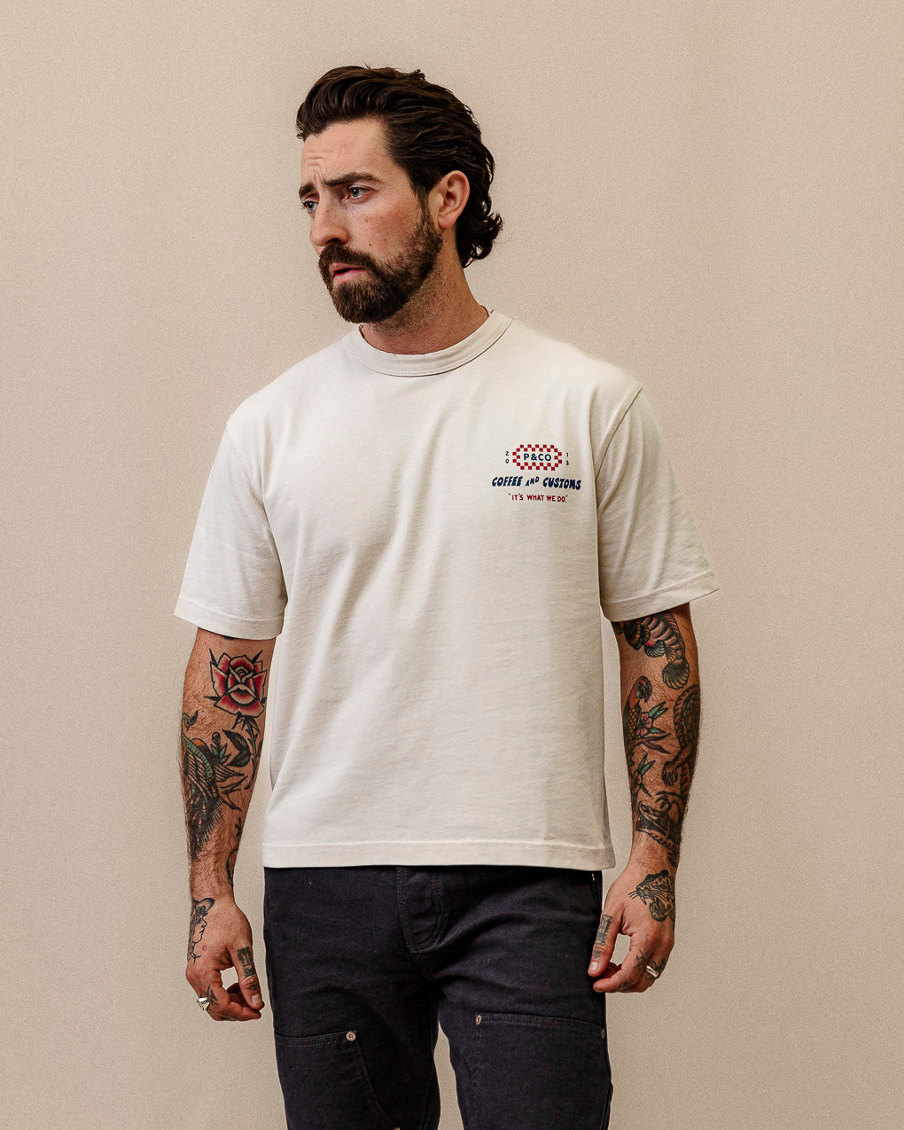 Coffee & Customs Boxy T-Shirt - Bone