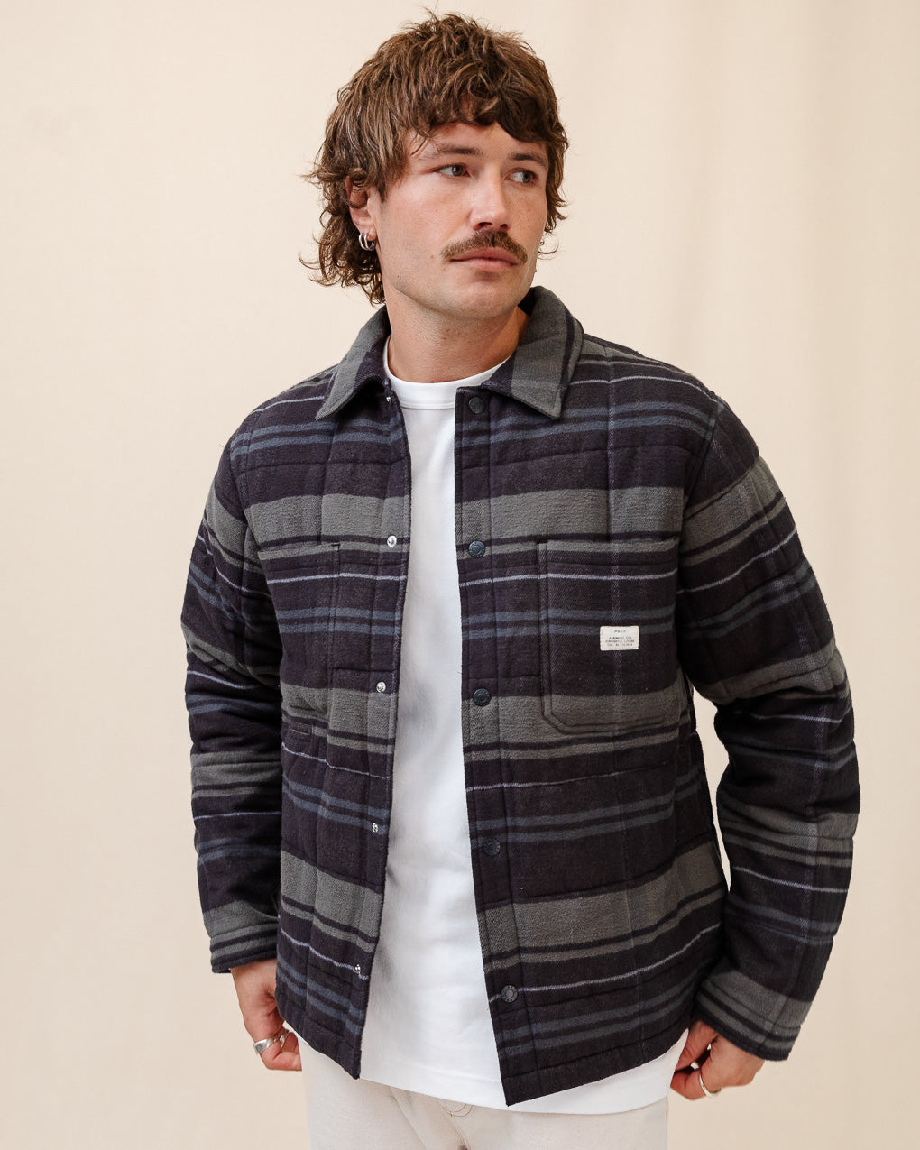 Pitsford Quilted Flannel Overshirt - Charcoal