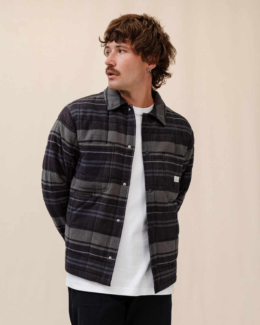 Pitsford Quilted Flannel Overshirt - Charcoal