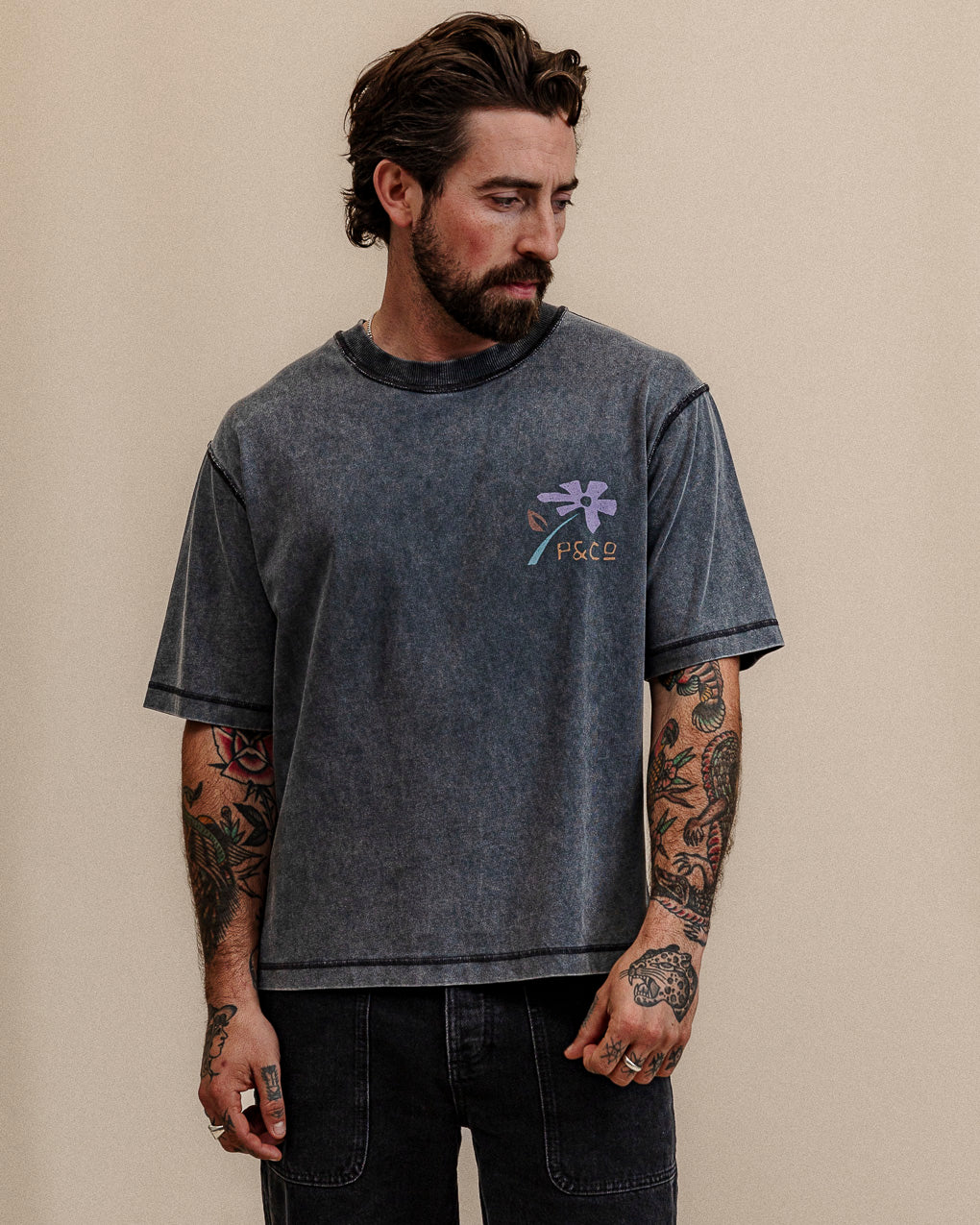 Time To Slow Boxy T-shirt - Acid Wash