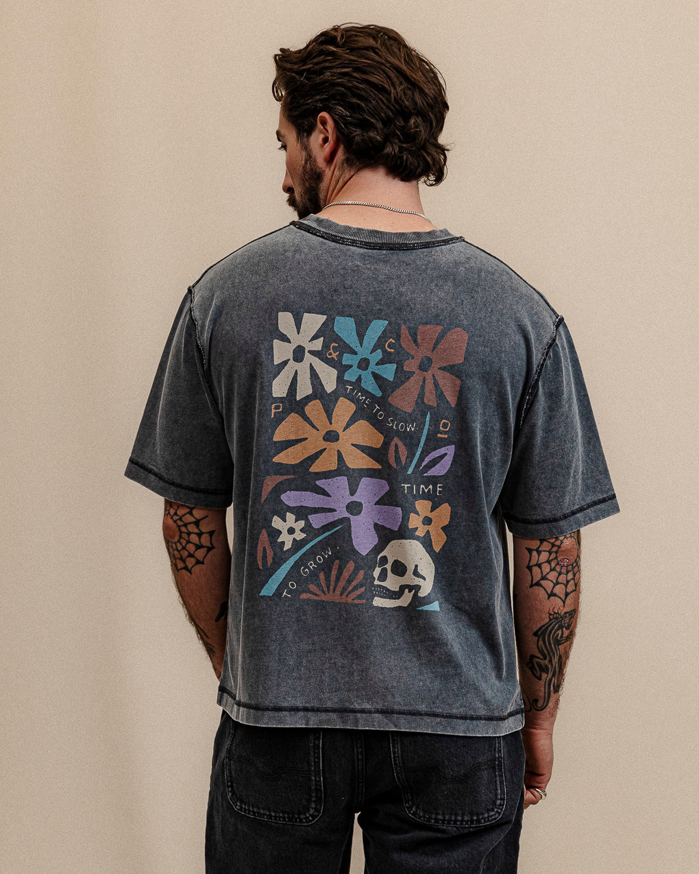 Time To Slow Boxy T-shirt - Acid Wash