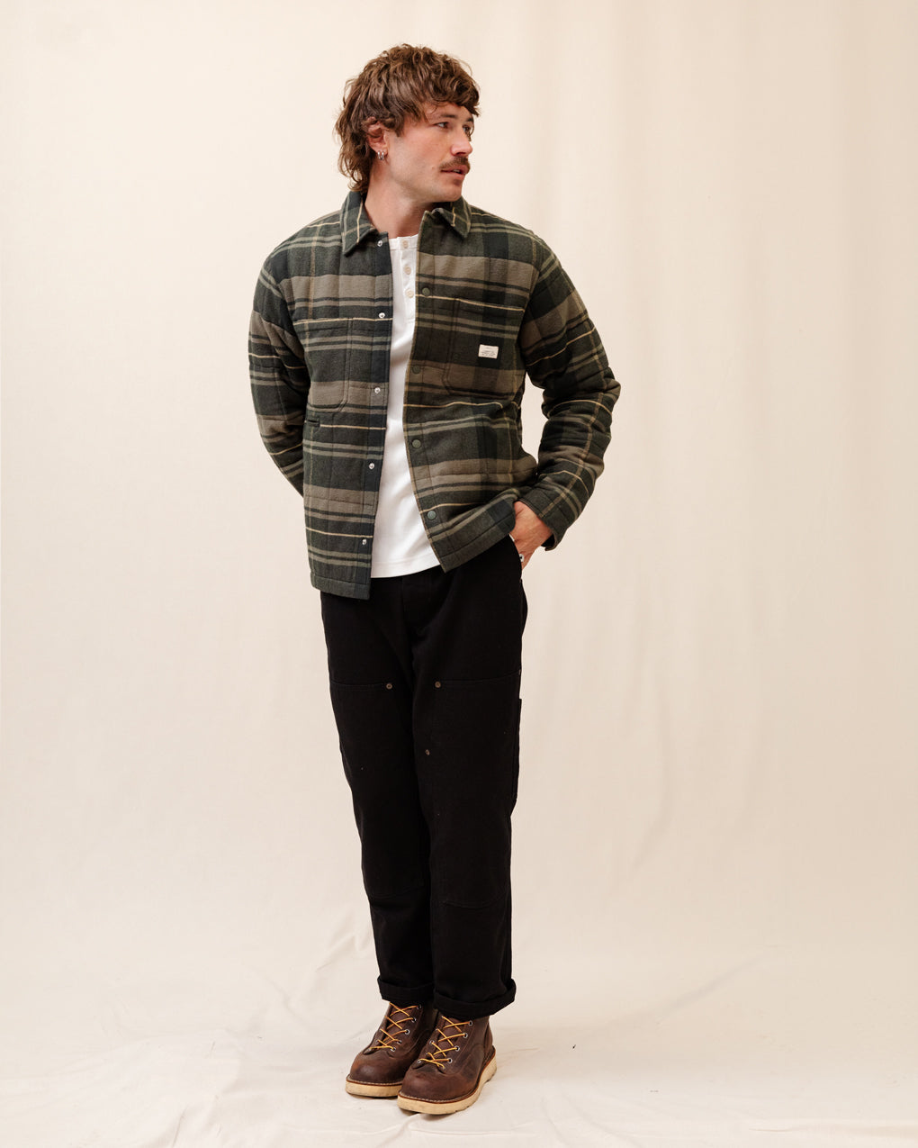 Pitsford Quilted Flannel Overshirt - Olive