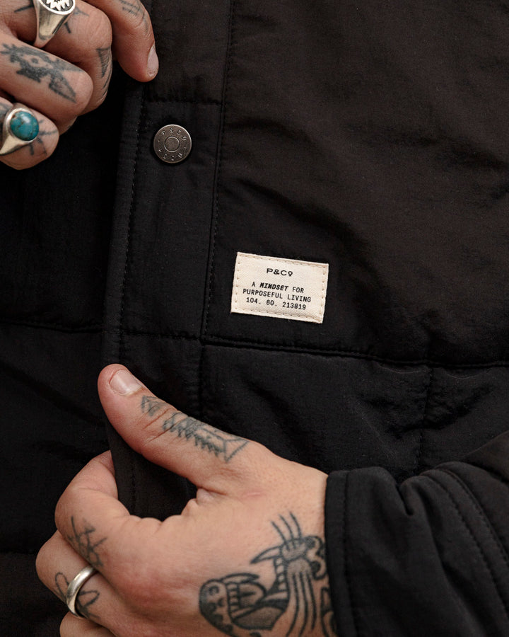 Bronson Quilted Overshirt - Washed Black