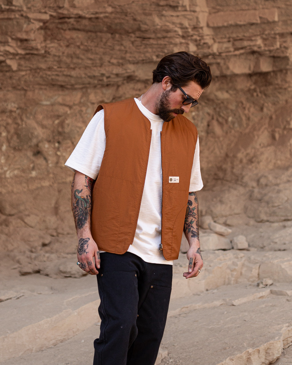 Fern Quilted Reversible Liner Vest - Rust