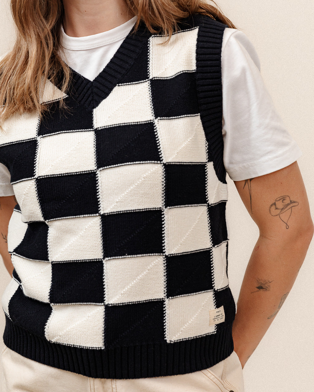 Racing Knitted Vest - Black Checkerboard