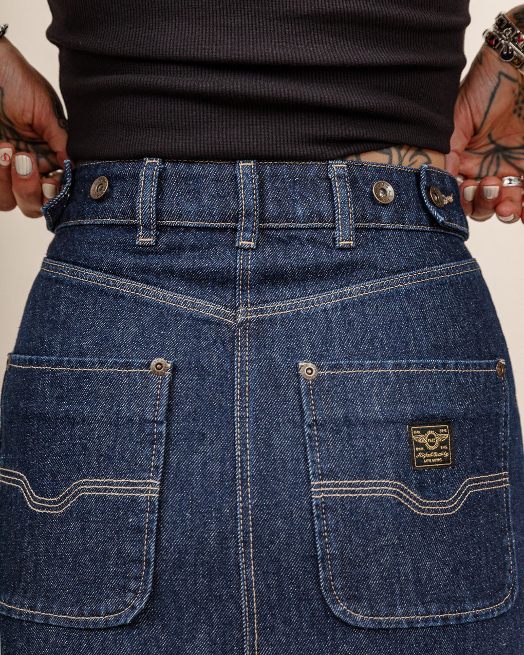 Parlor Denim Longline Skirt - Navy