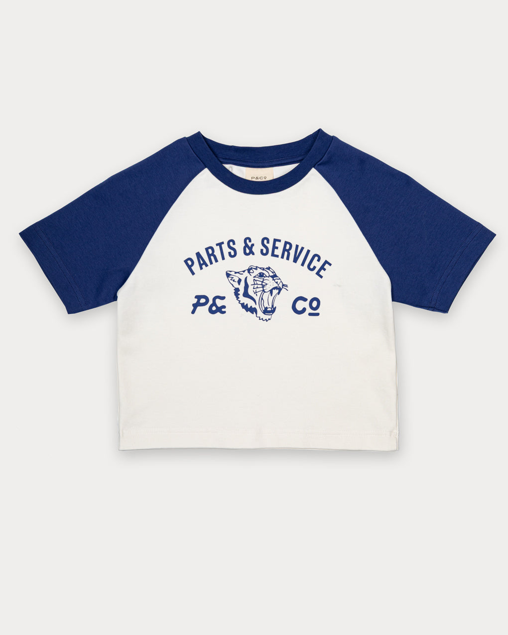 Parts & Service Raglan Baby T-Shirt - Off White & Royal Blue