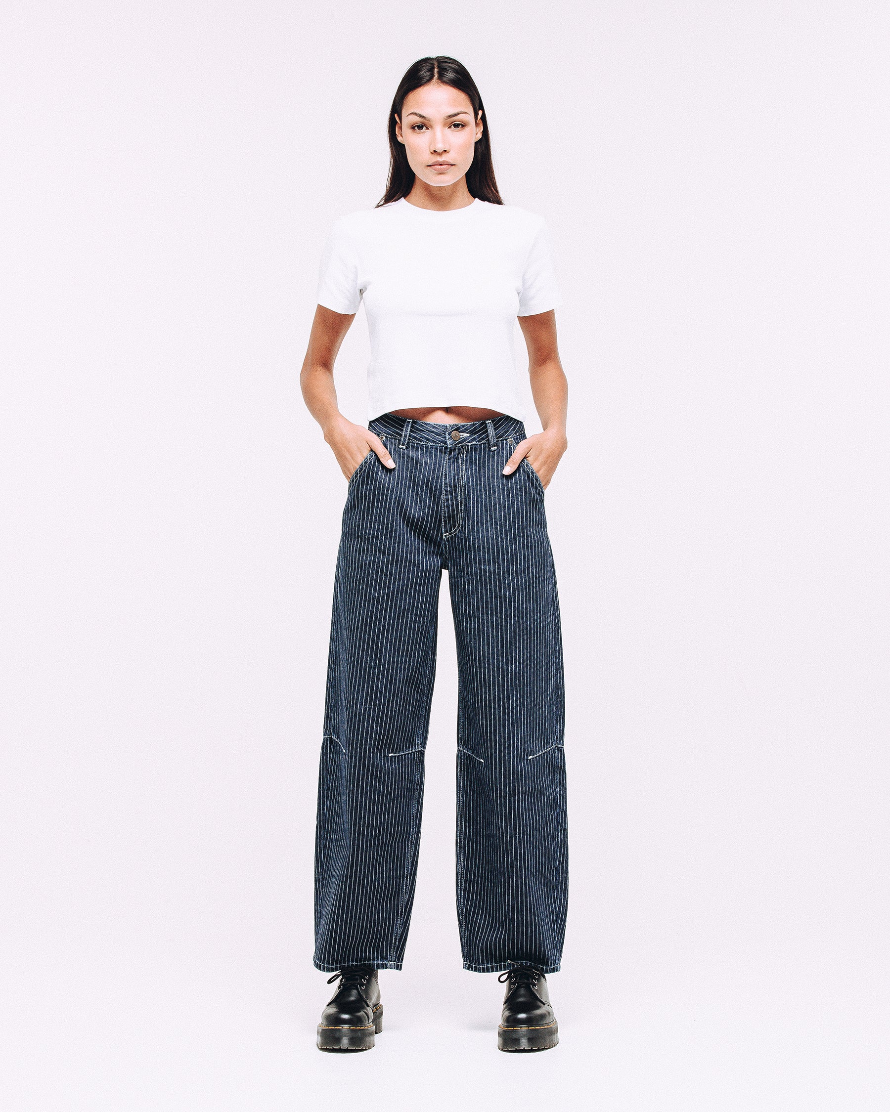 Grace Barrel Leg Jean - Blue Hickory