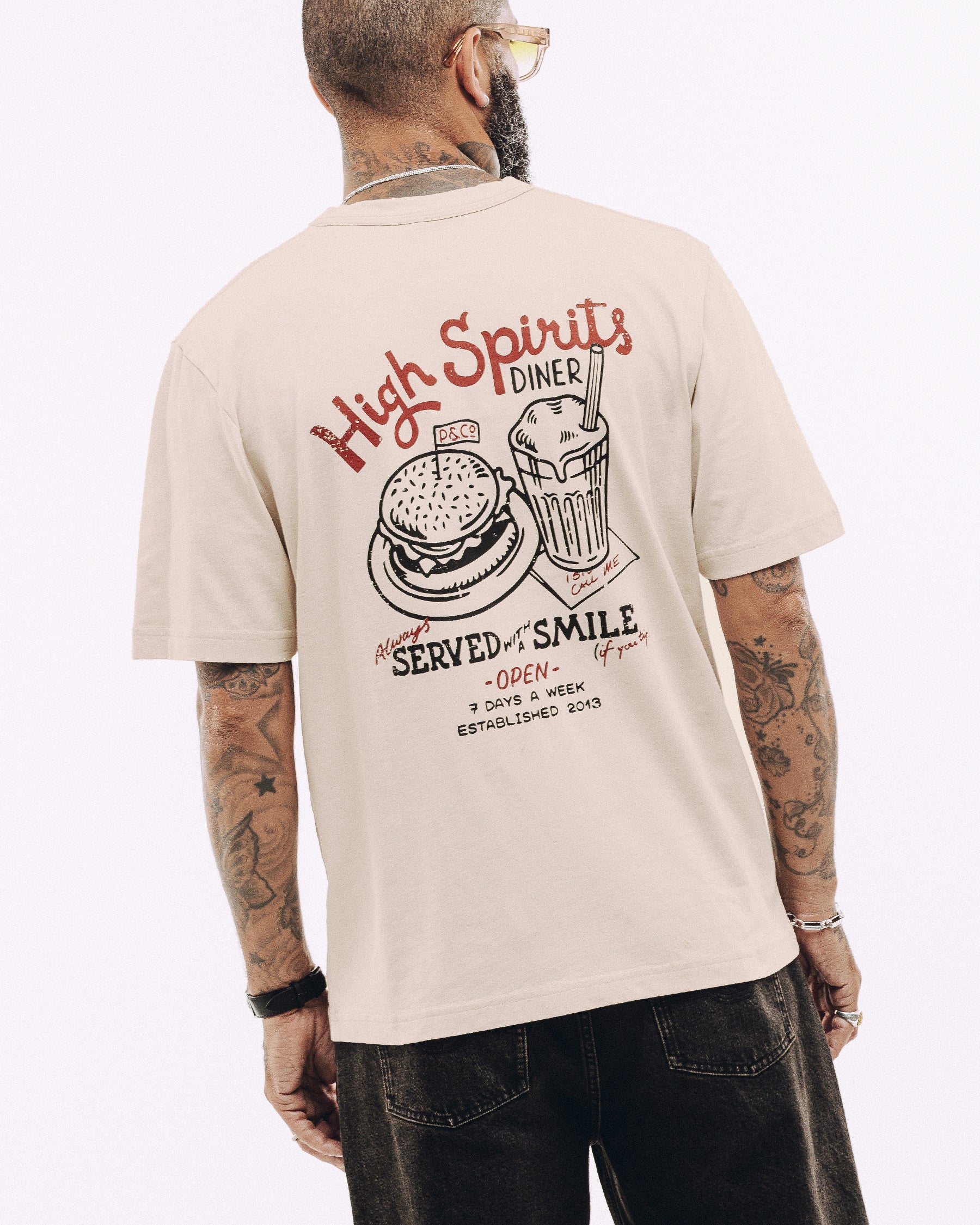 Served With A Smile T-Shirt - Bone