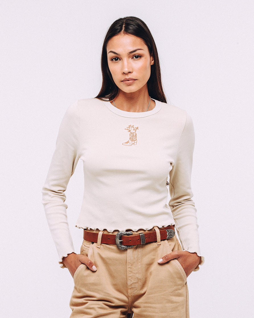 Cowboy Longsleeve Baby T-Shirt - Off White