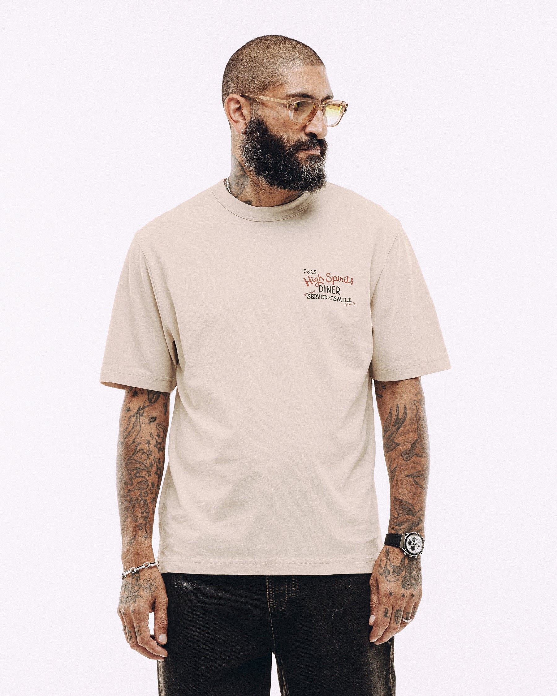 Served With A Smile T-Shirt - Bone