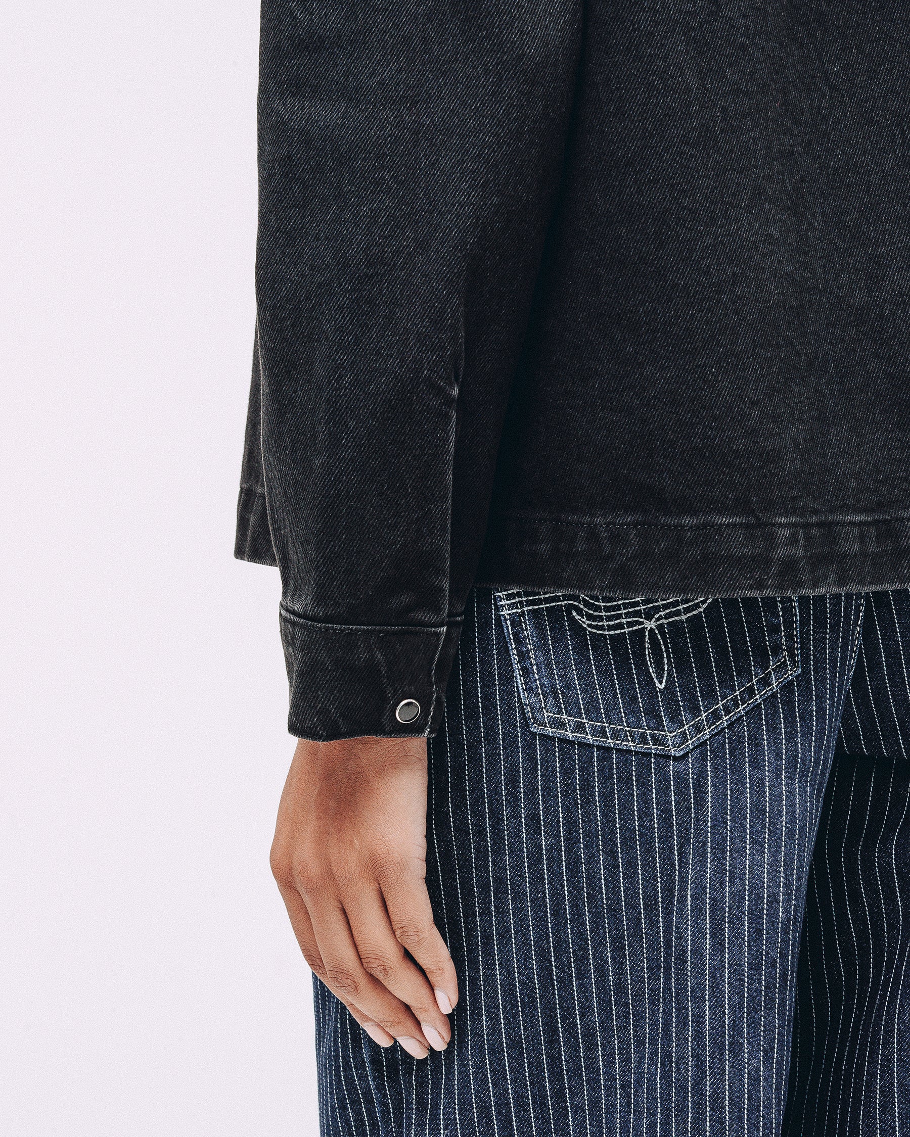 Ryder Embroidered Denim Shirt - Washed Black