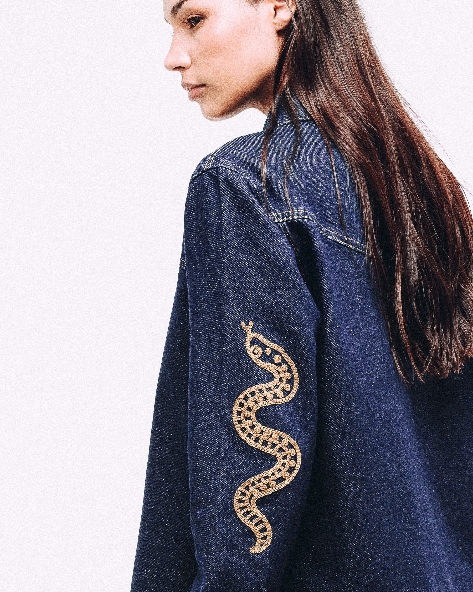 Ryder Embroidered Denim Shirt - Raw Indigo