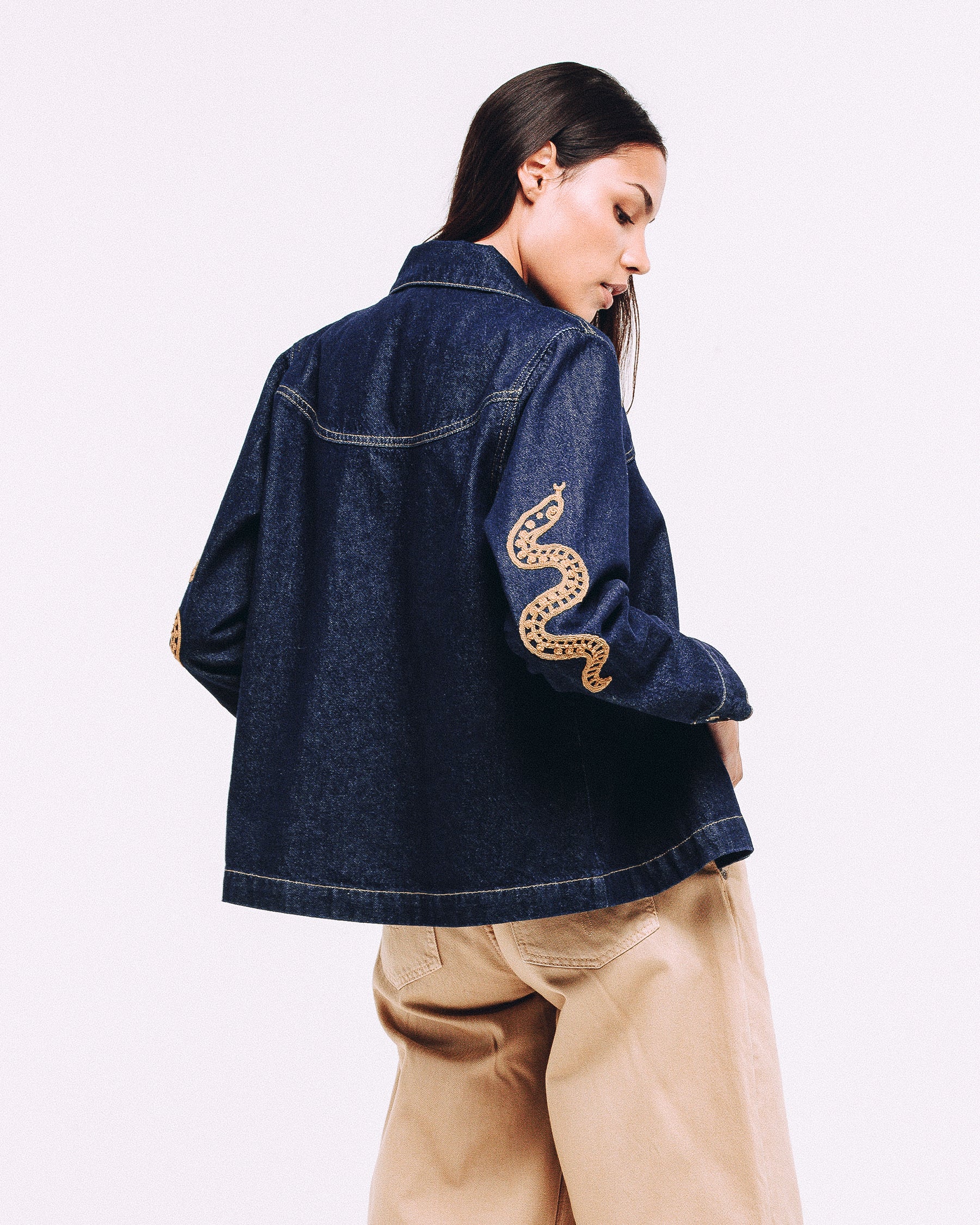 Ryder Embroidered Denim Shirt - Raw Indigo