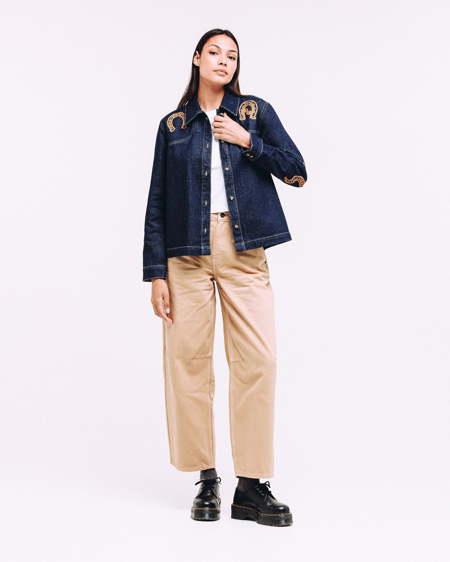 Ryder Embroidered Denim Shirt - Raw Indigo