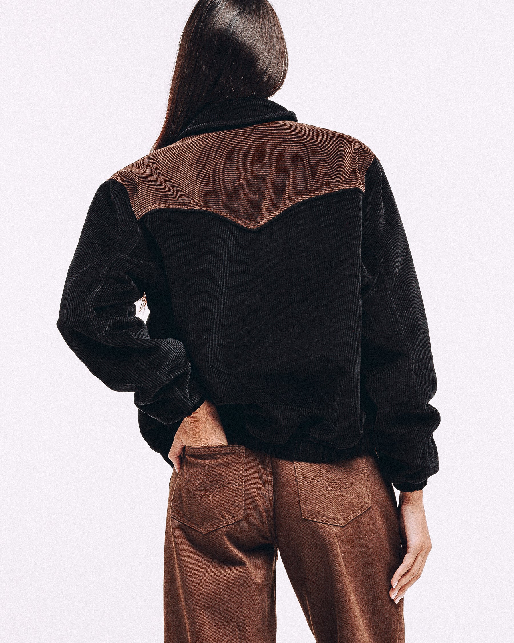 Harper Cord Bomber Jacket - Washed Black