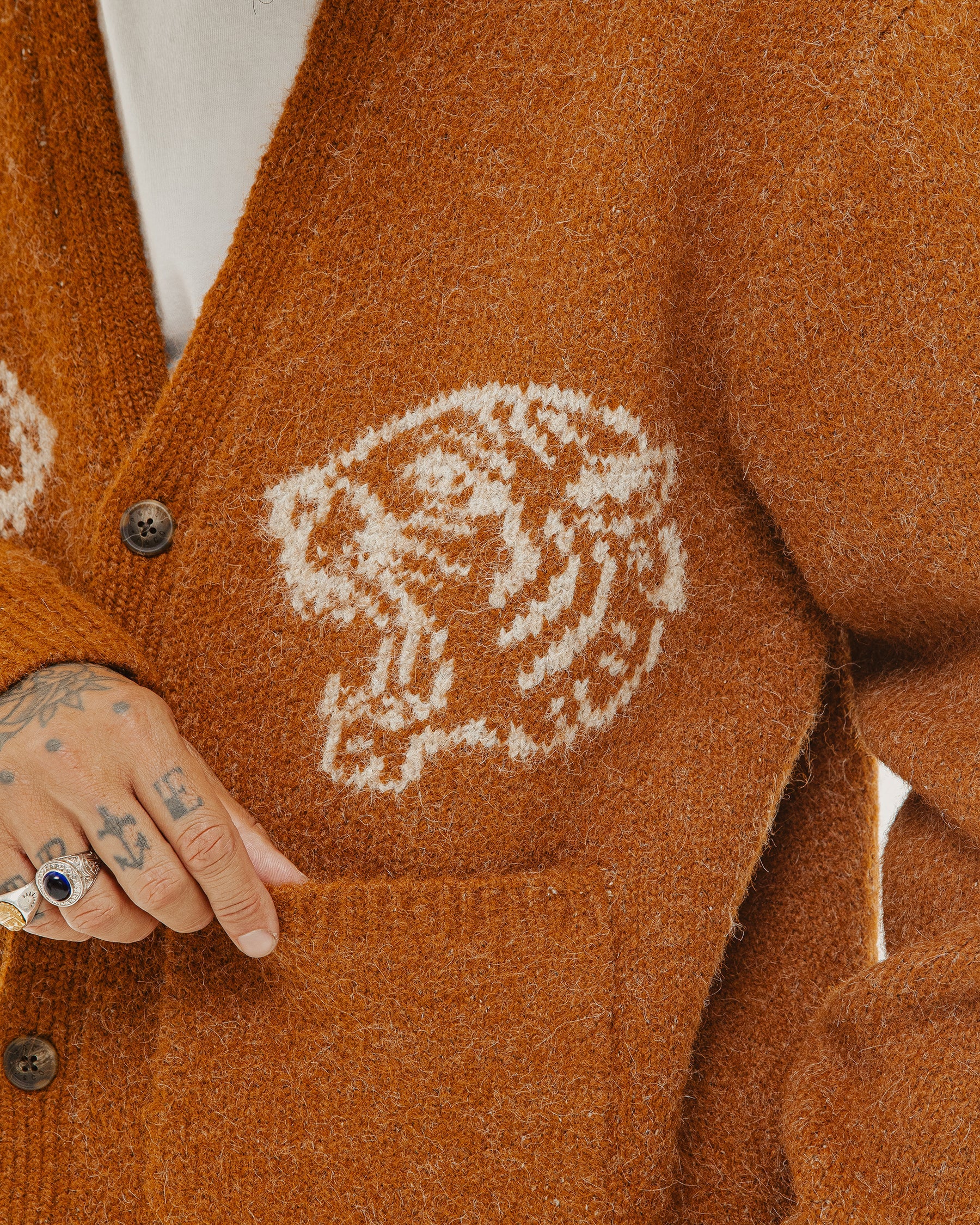 Archie Brushed Cardigan - Burnt Orange