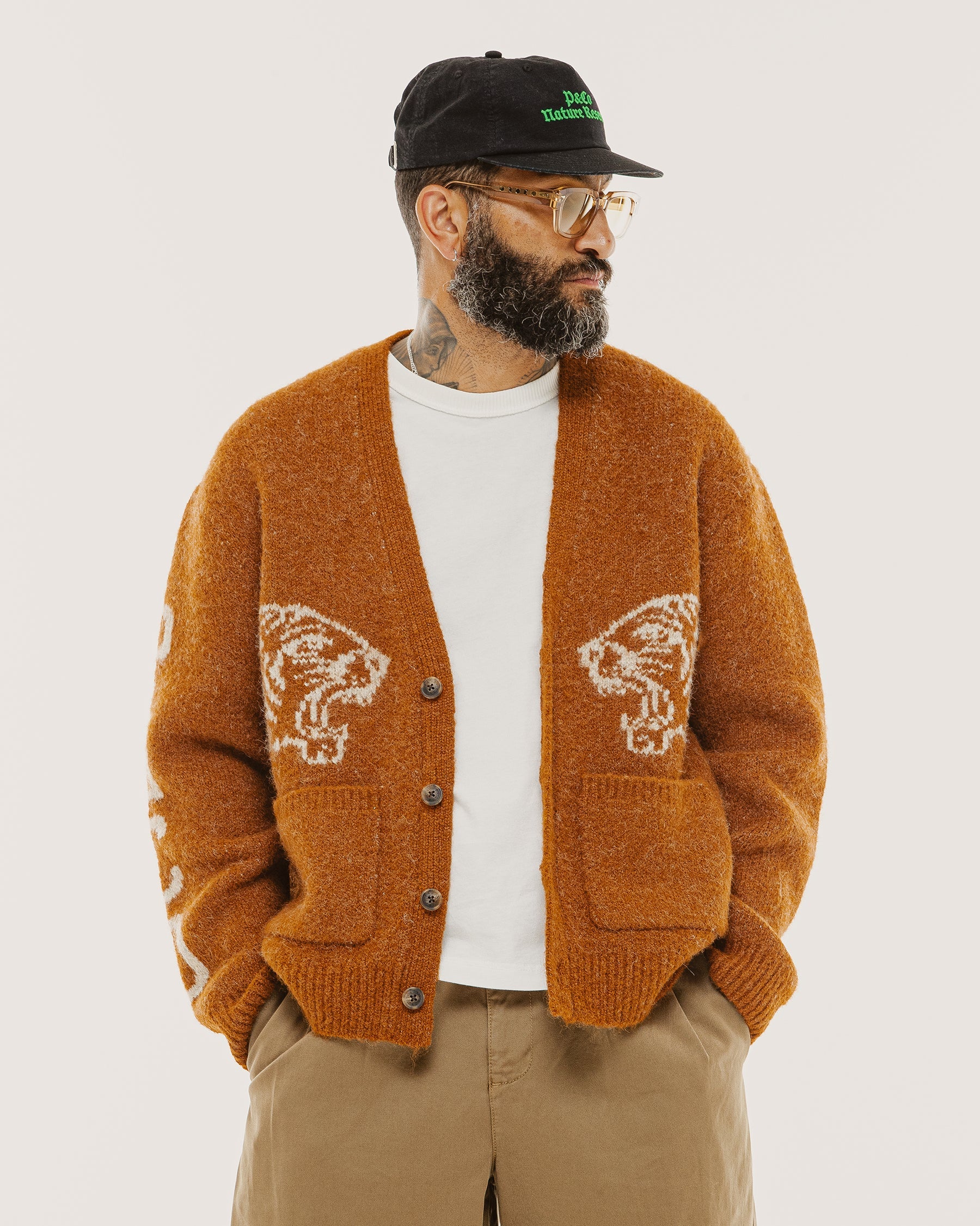 Archie Brushed Cardigan - Burnt Orange