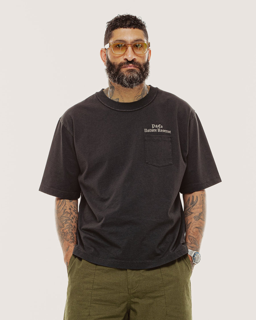 Nature Reserve Boxy T-Shirt - Heavy Washed Black