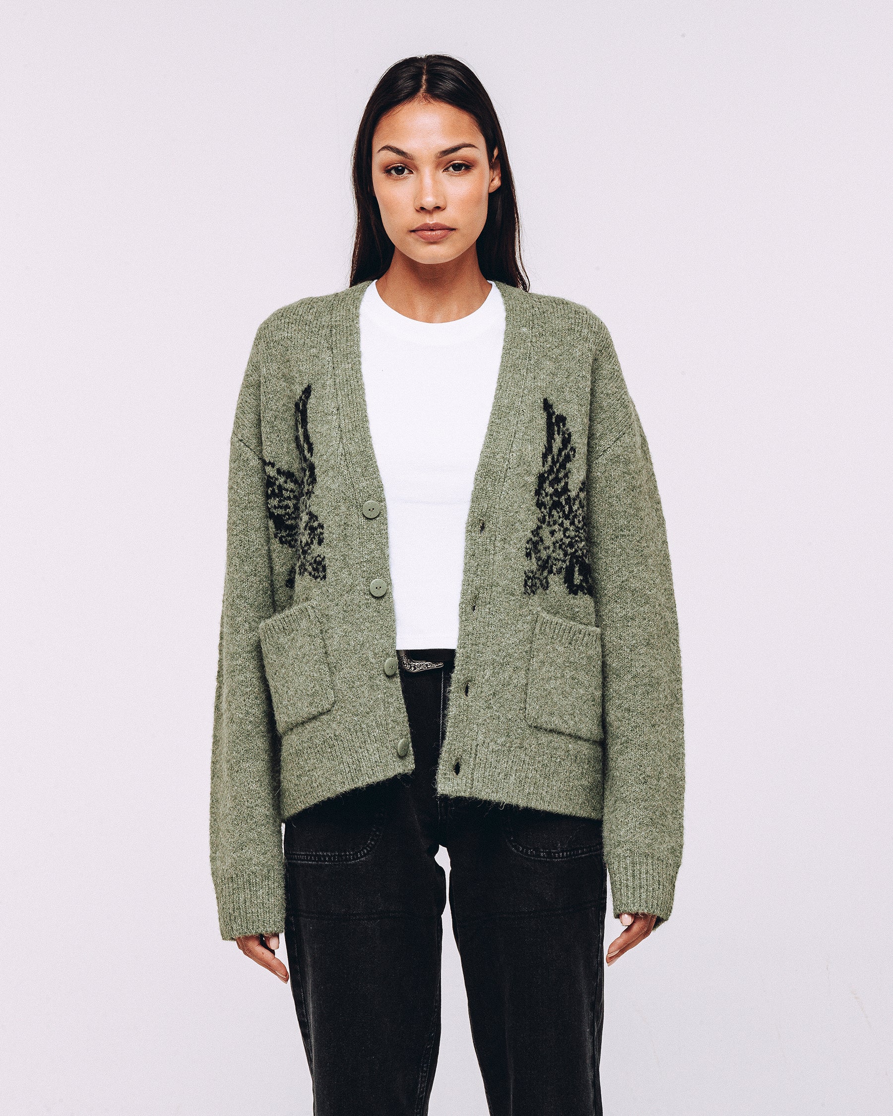 NEIGHBORHOOD PLAINE CARDIGAN オリーブ XL Sage Nelson Brushed Cardigan | Men's, Women's & Unisex Knitwear