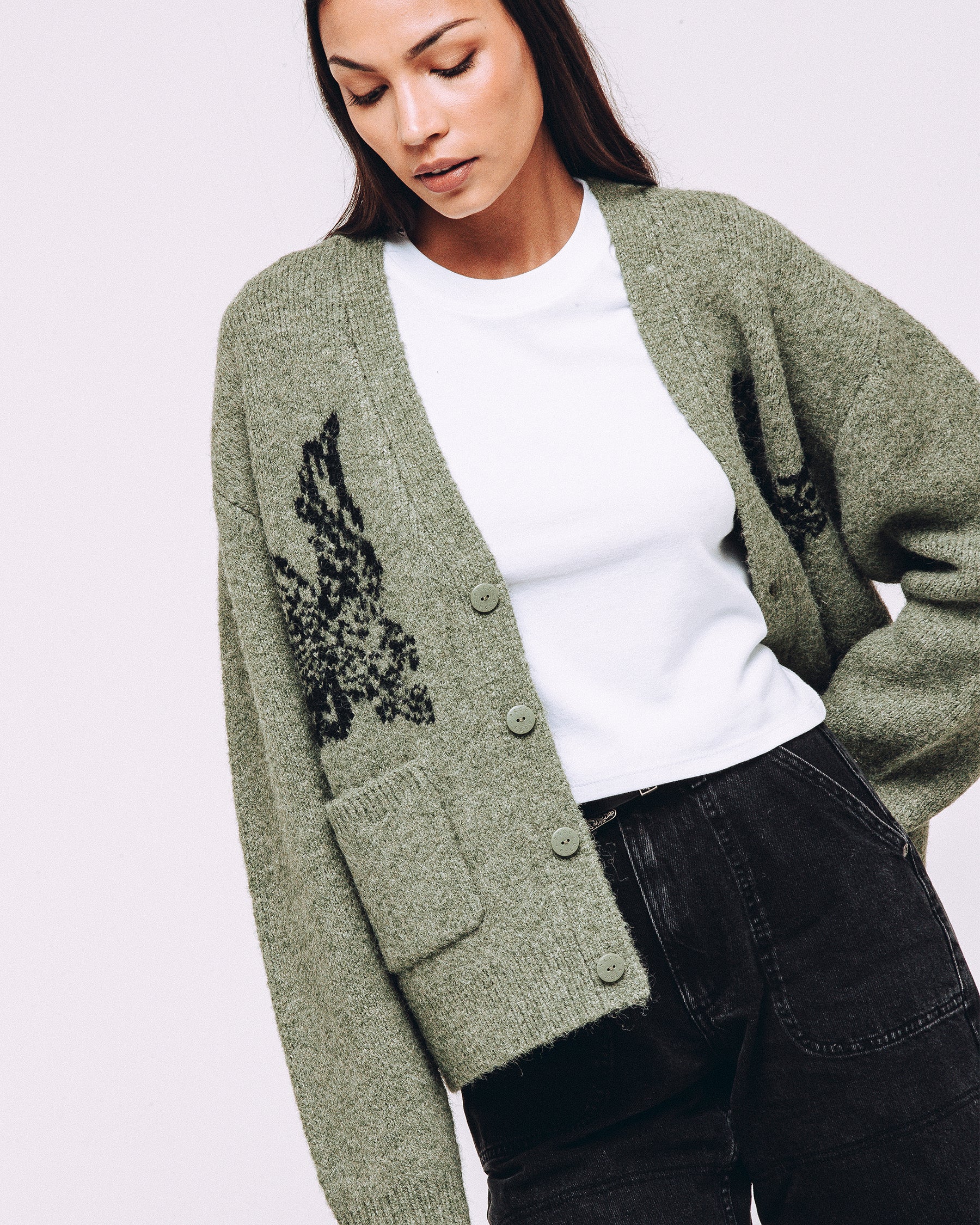 Nelson Brushed Cardigan - Sage