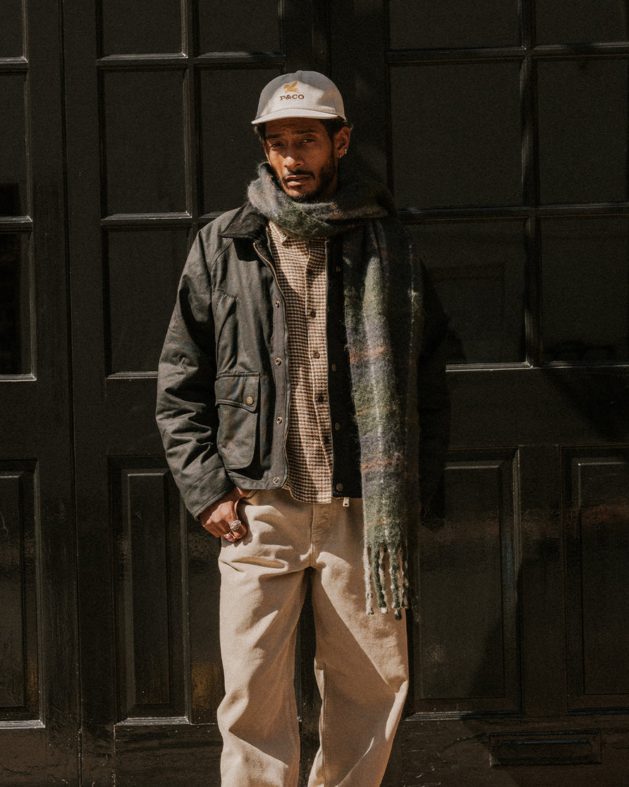 Checked Brushed Scarf - Green Plaid