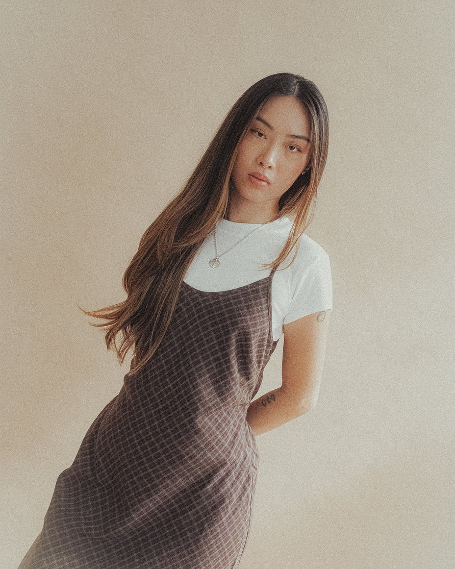 Hester Check Slip Dress - Brown Check