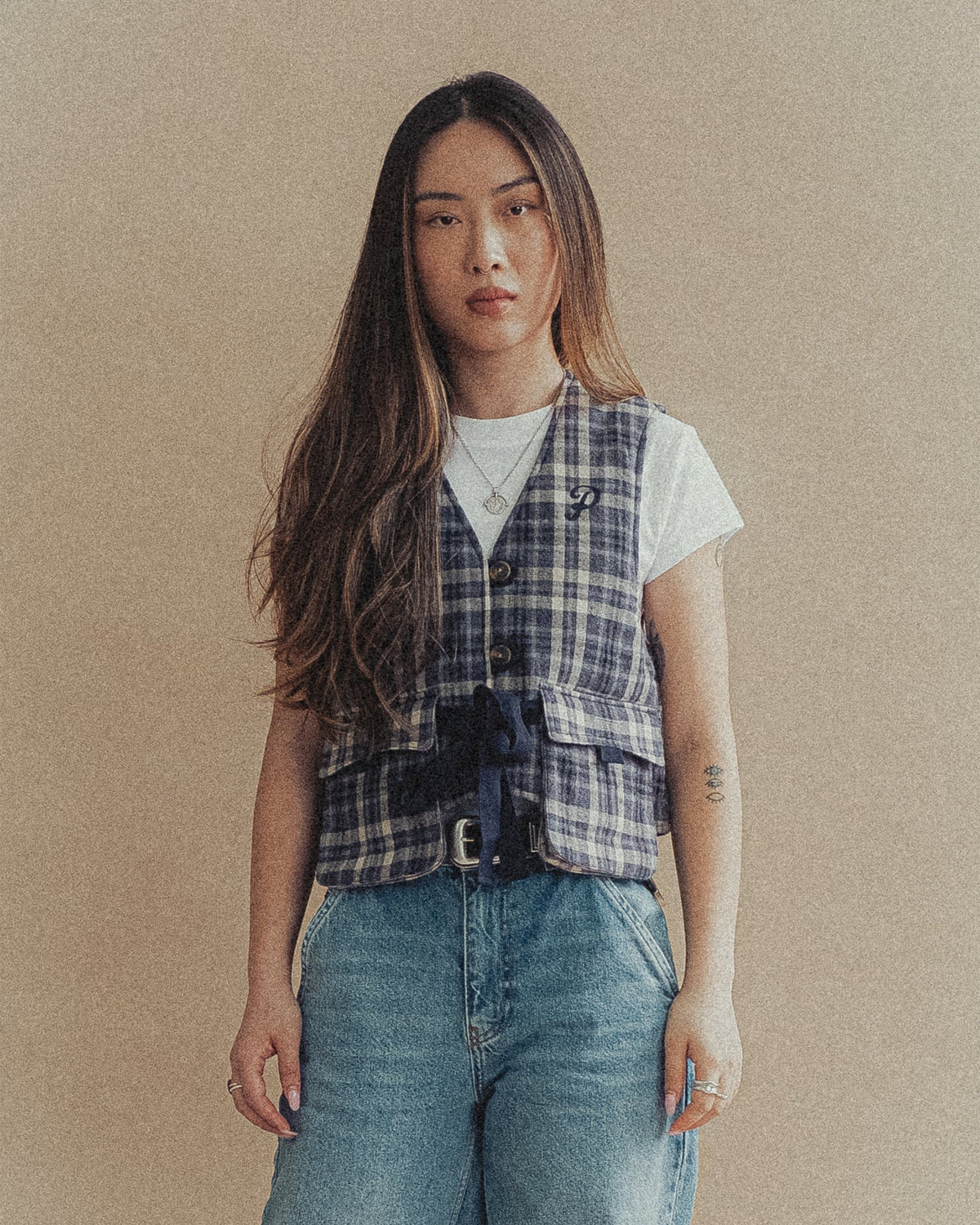 Brook Vest - Pebble Plaid