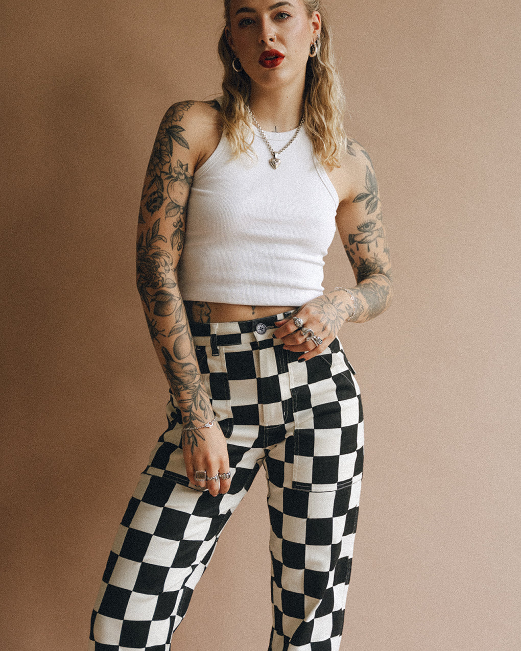 304 Service Fatigue Pants - Black Checkerboard