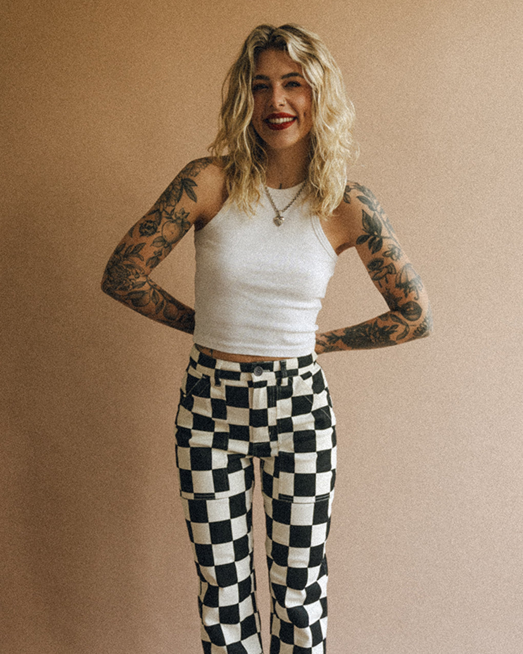 304 Service Fatigue Pants - Black Checkerboard