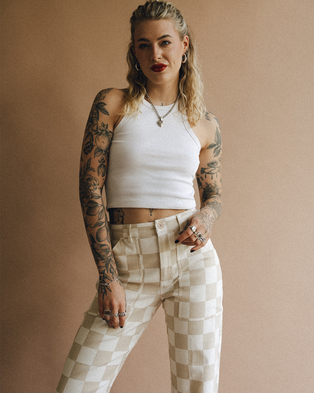 Service Fatigue Pants - Stone Checkerboard