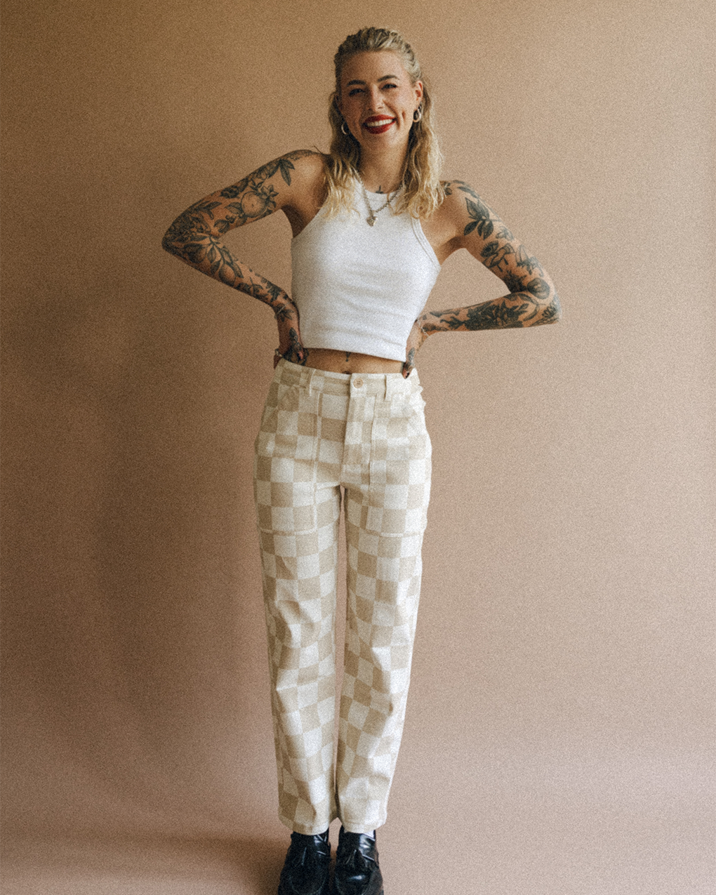 Service Fatigue Pants - Stone Checkerboard