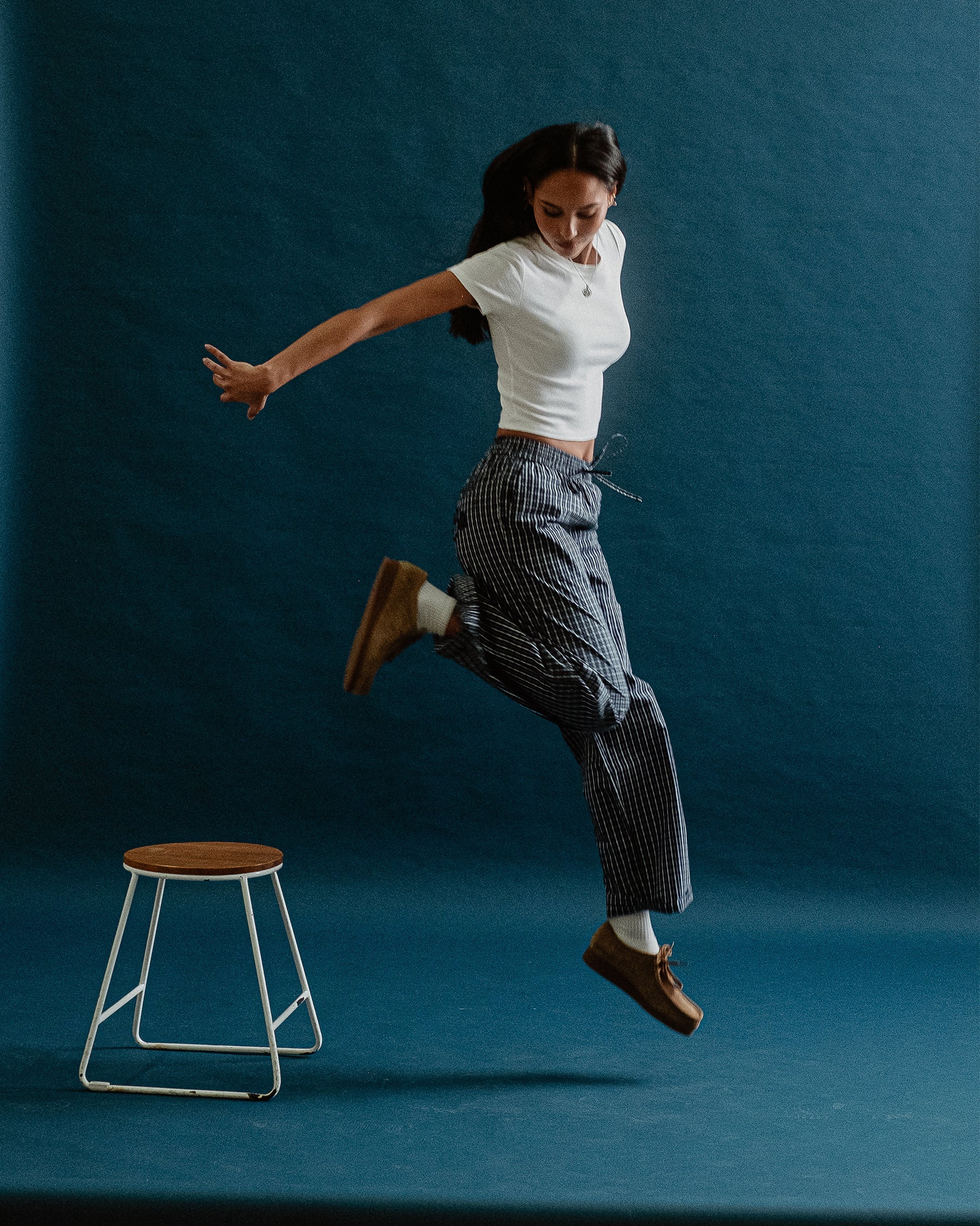 Olivia Drawstring Pant - Navy Plaid