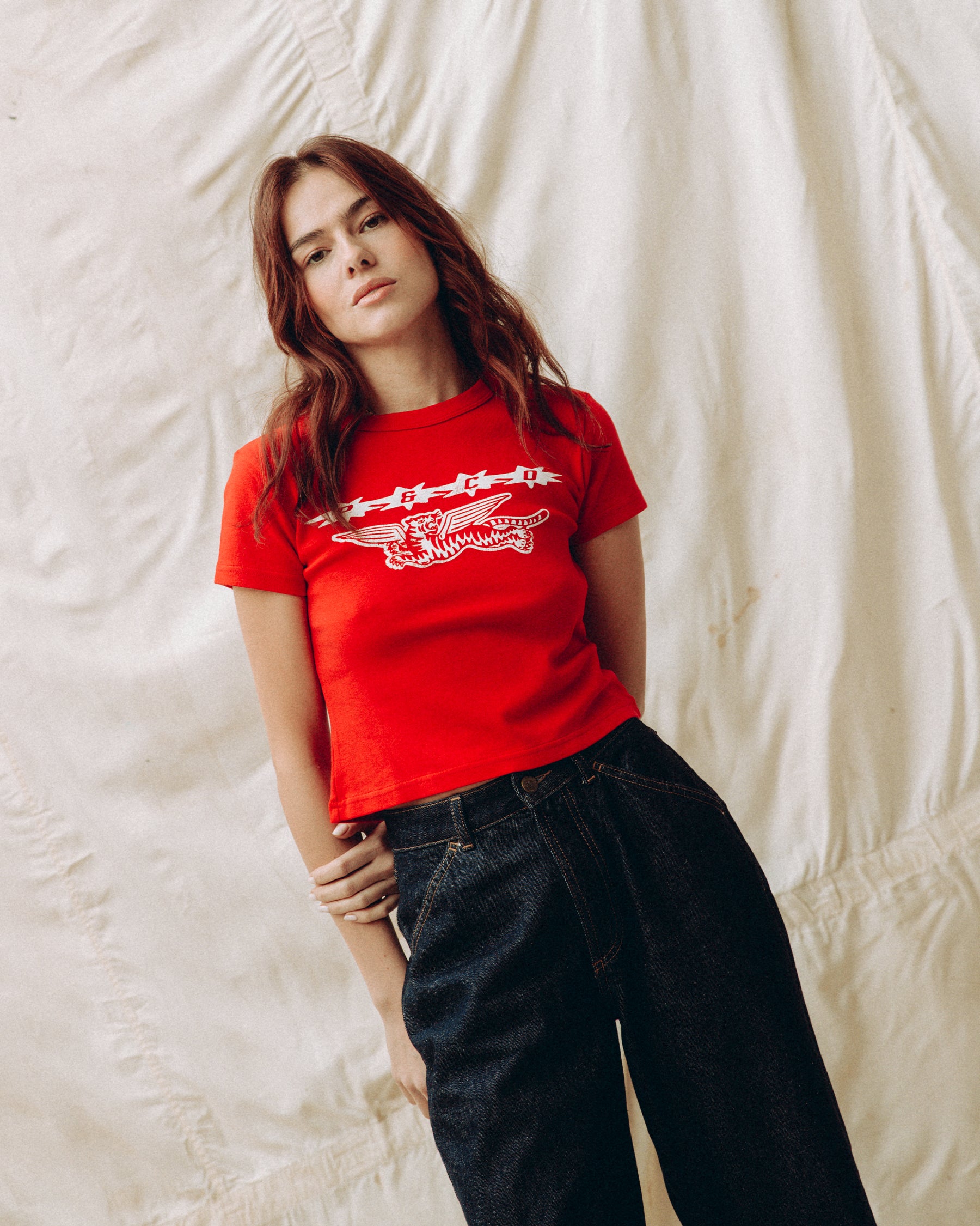 Flying Tigris Baby T-Shirt - Washed Red