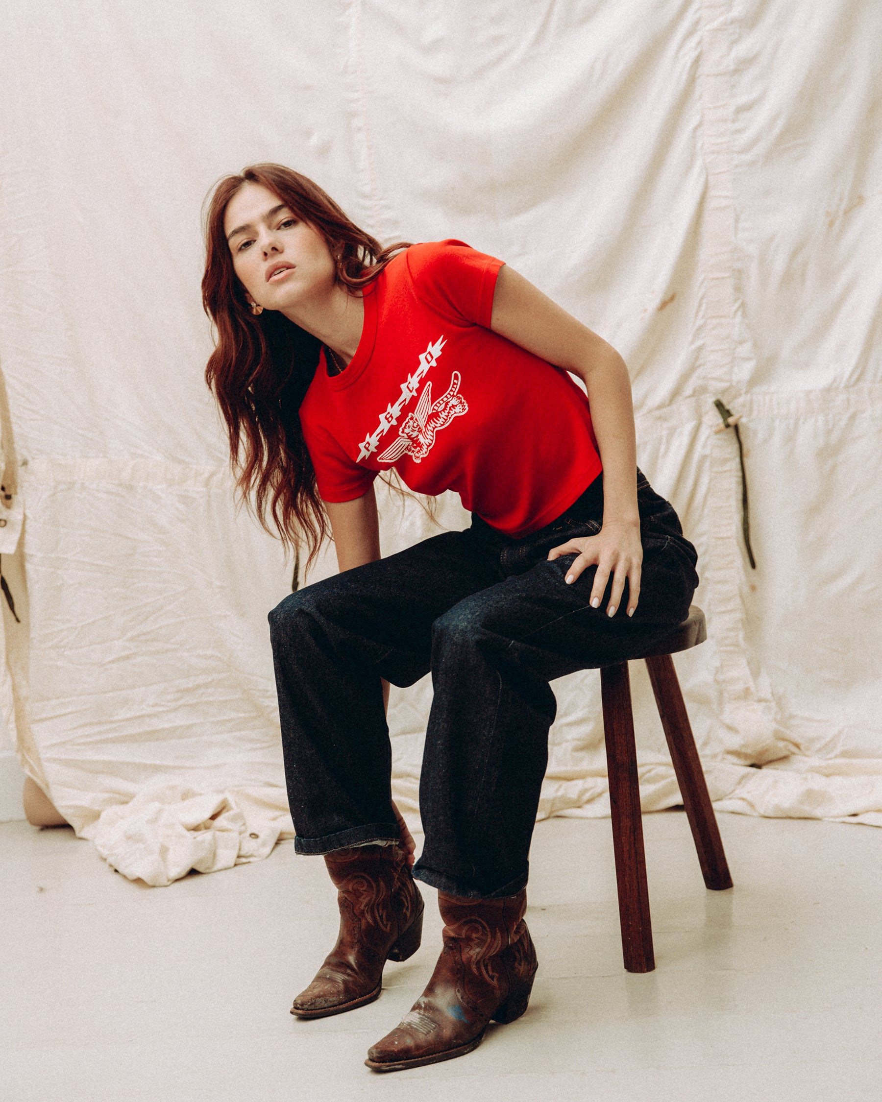 Flying Tigris Baby T-Shirt - Washed Red