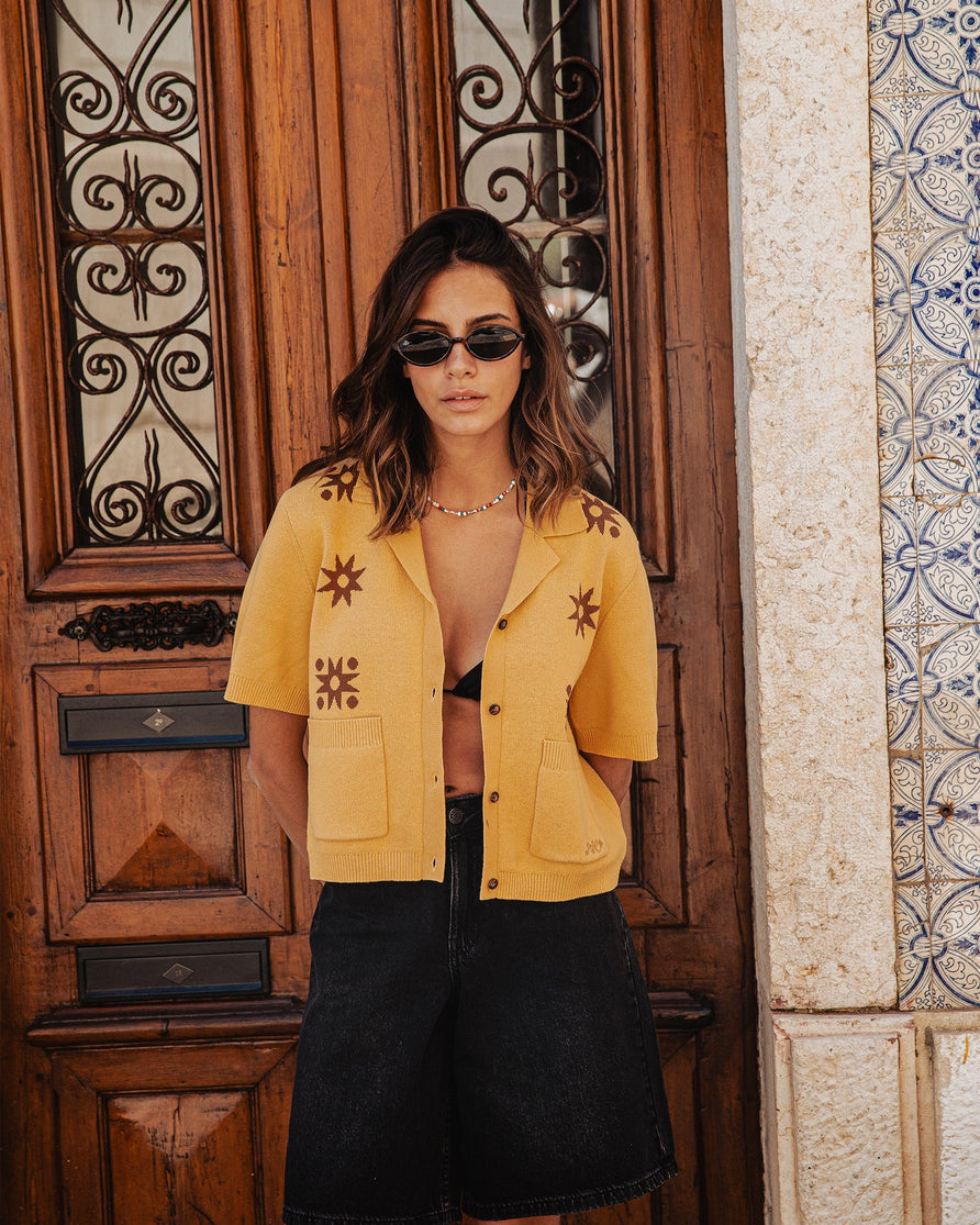 Milano Cropped Knitted Shirt - Ochre