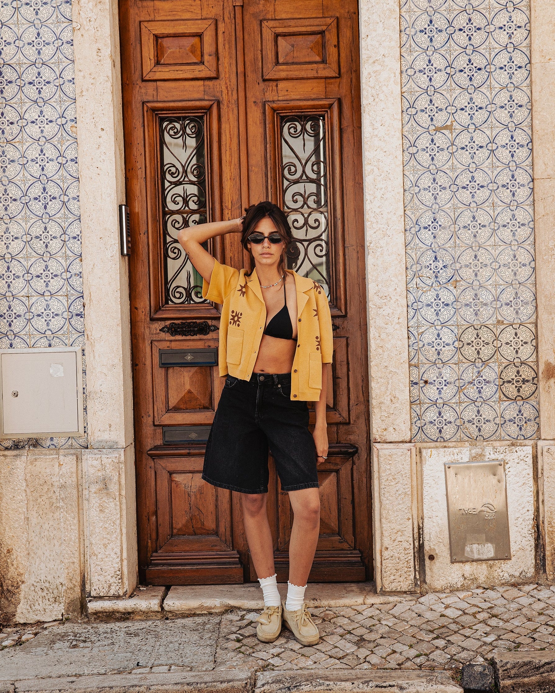 Milano Cropped Knitted Shirt - Ochre