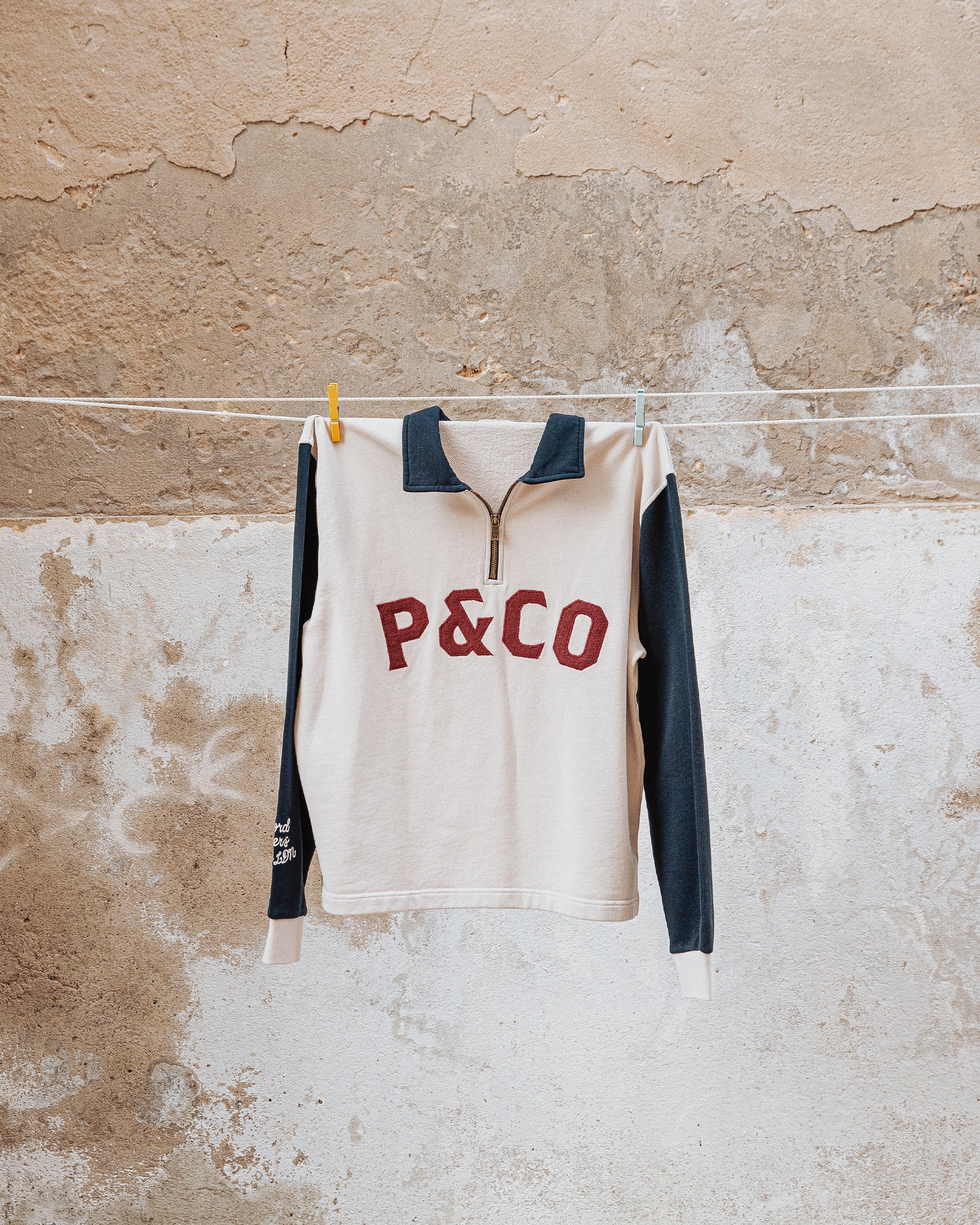 Track 1/4 Zip Jersey - Ecru & Navy