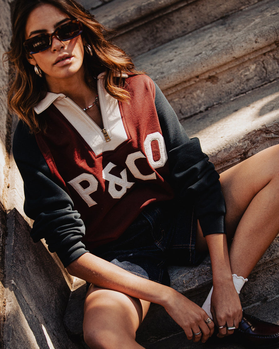 Track 1/4 Zip Jersey - Maroon & Navy