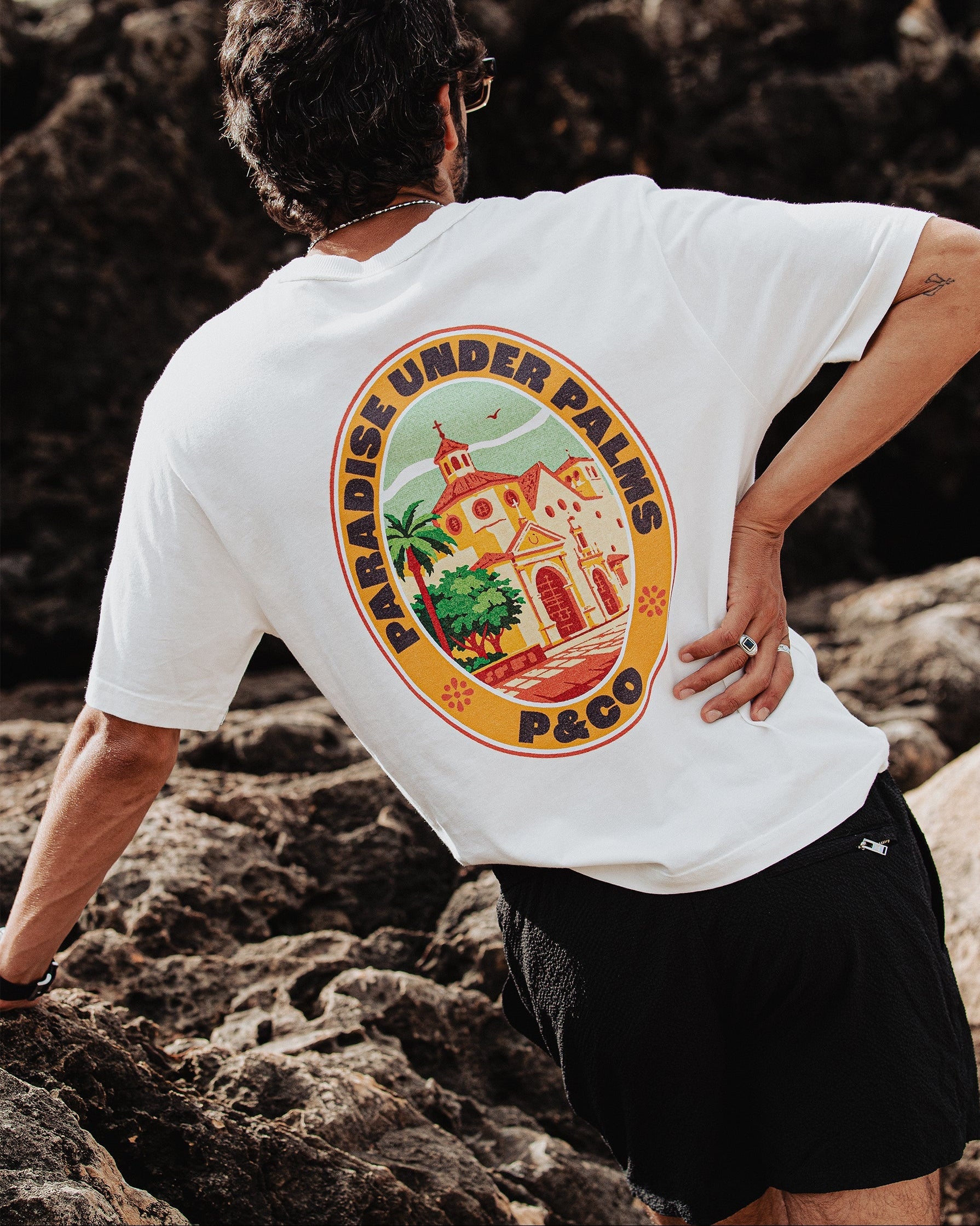Paradise Under Palms Boxy T-Shirt - Off White