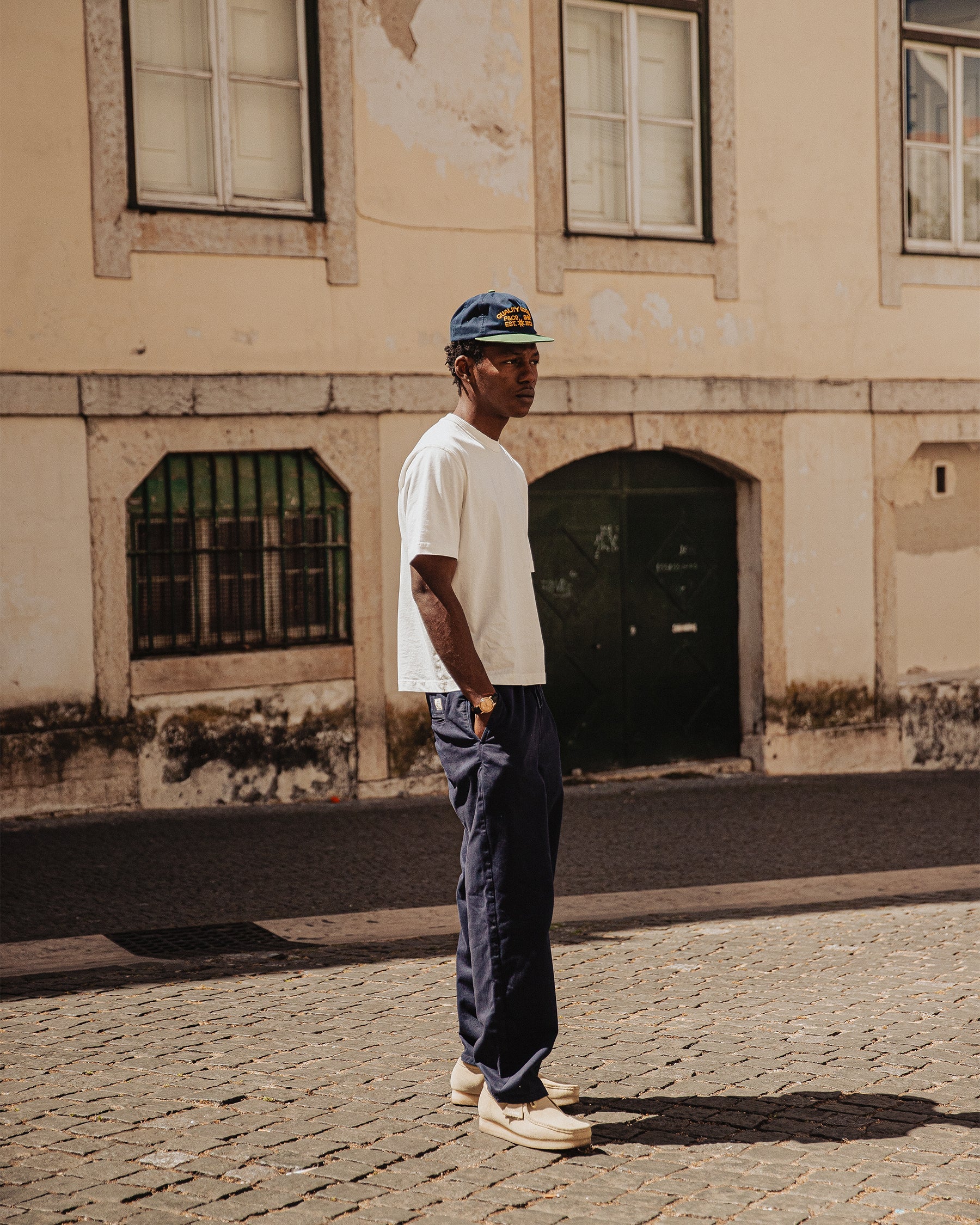 Quality Goods Twill 5 Panel Cap - Navy & Green